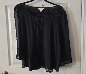 LC Lauren Conrad Black Textured Blouse